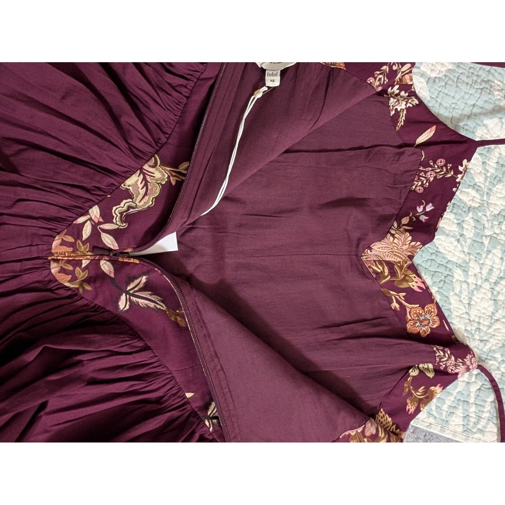Hemant & Nandita Savi Maxi Dress Wine Floral Cotton Poplin XS NEW Wedding guest - Picture 8 of 14